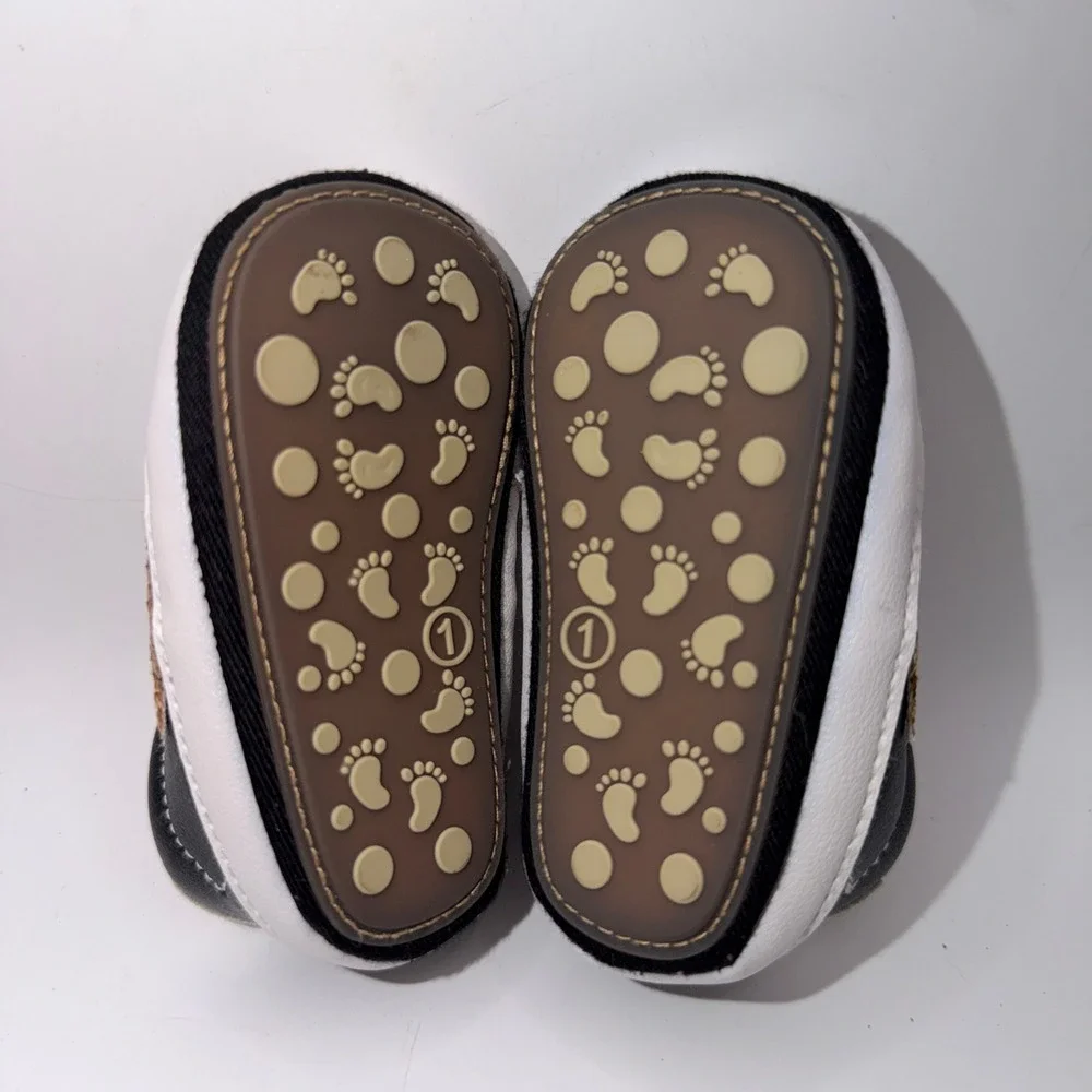 Unbranded Baby Size 1 Black White Gold Glitter Star Sneakers Pre-Walker Shoes